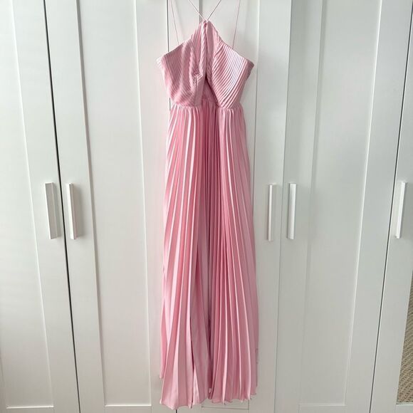 Amur Kamari Pleated Halterneck Maxi Dress in Rosewater Pink Size 4 - Picture 2 of 12